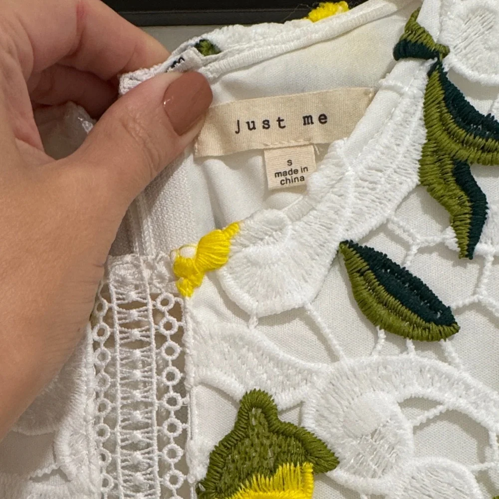 Just Me Floral Lace Midi Dress - White and Yellow Size S - Picture 4 of 5
